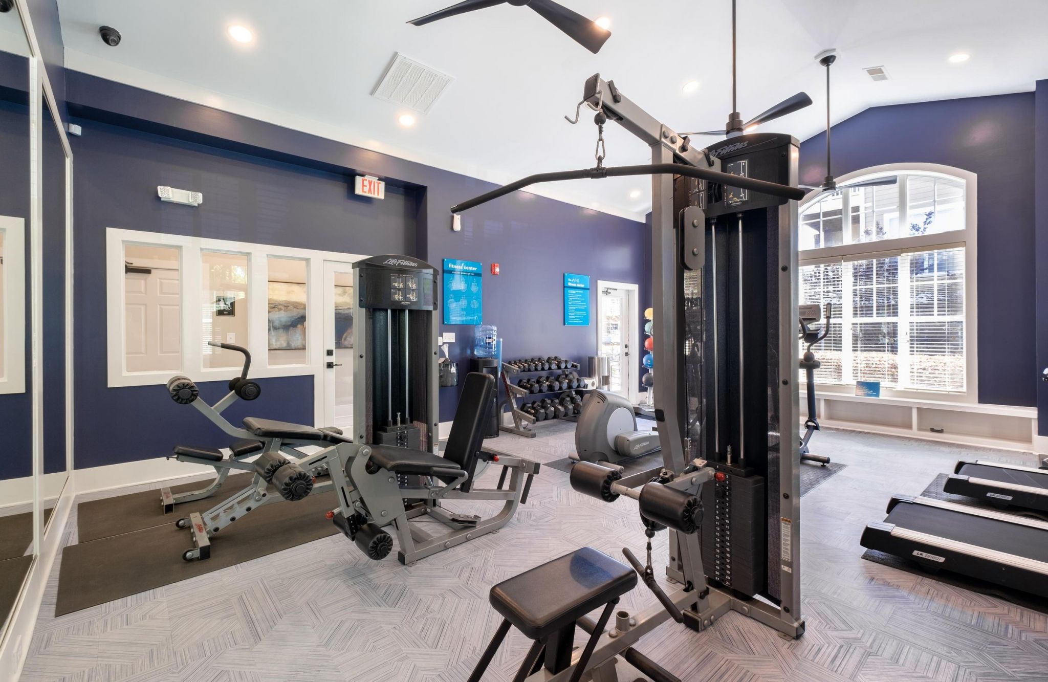 Hawthorne at the Greene fitness center with free weights, cardio machines, and exercise machines